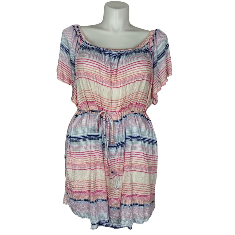 Motherhood Maternity Stripe Tunic Top Tie Waist Flutter Sleeve Size 3X